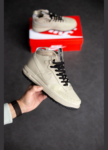 Бежевые зимние кроссовки зимние мужские nike lunar force 1 duckboot winter beige termo | найк дакбут высокие бежевые термо No Brand
