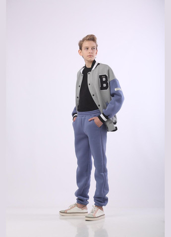 Серый зимний костюм подростковый с бомбером на флисе брючный IRmAS оверсайз