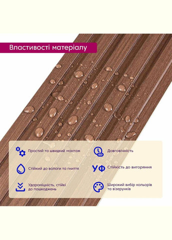 Рейка декоративна WPC стінова 3000х150х9мм Капучино SW-00001868 Sticker Wall (330018302)