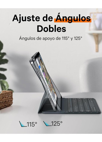 Клавіатура-чохол для iPad Air 2024 11”, Air 5/Air 4 10.9”, iPad Pro 11 4, 3, 2, 1 покоління, магнітна, ультратонка, сіра QWERTY No Brand (366422023)