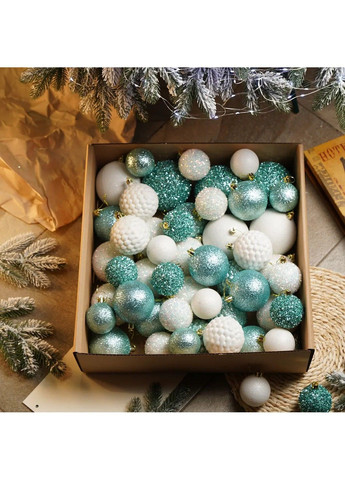 Набір новорічних куль "Блиск" 40 шт. Подарунковий набір ялинкових кульок - М'ята Xatynka (363262582)