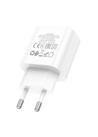 Мережевий зарядний пристрій single port PD20W charger(EU) White (6941991108181) Borofone BA81A (372685211)