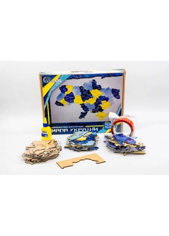 Дерев'яний пазл Мапа України синьо-жовта, PuzzleOK (359476776)
