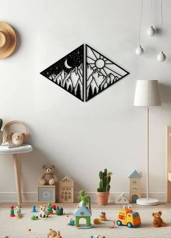 Современная картина на стену в спальню, декор для комнаты "День и ночь", оригинальный подарок 40х65 см Woodyard (292112767)