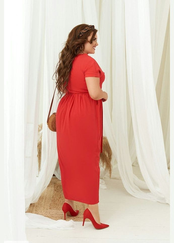 Красное кэжуал платье женское летнее dy-3360 52, красный Sofia