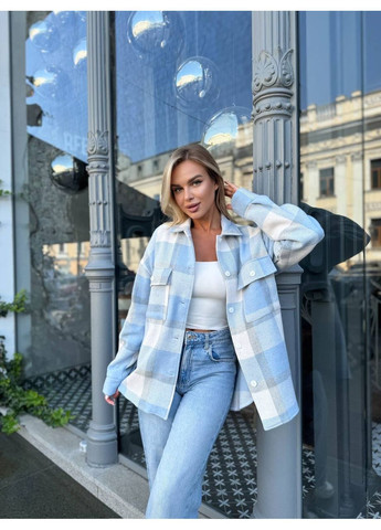 Голубой повседневный, кэжуал рубашка в клетку Style Point с длинным рукавом