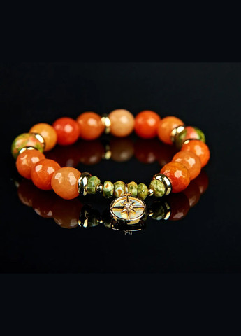 Браслет на резинке натуральный Авантюрин оранжевый, Яшма, фур-ра гип-ный сплав цвет золото d-10х6мм+- L-18см No Brand Браслет (331146015)