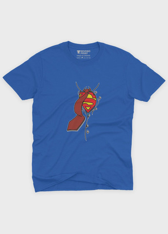 Синяя демисезонная футболка для девочки с принтом супергероя - супермэн (ts001-1-grr-006-009-002-g) Modno