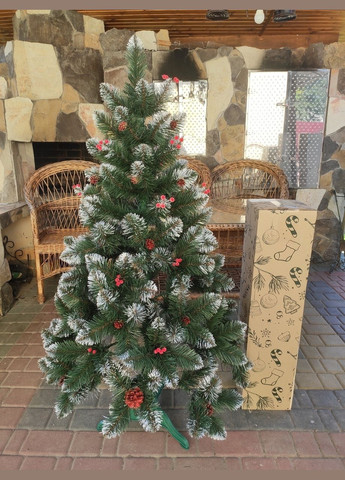 Кармен 1.5 м з калиною і шишками ялинка штучна новорічна No Brand (305844445)