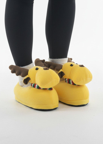 Капці домашні Олень іграшки для підлітків та дорослих жовті плюшеві Lalapka (370606185)
