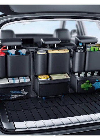 Комплект набор органайзеров на спинку сиденья в багажник машины автомобиля 3 штуки искусственная кожа (480288-Prob) Черный Unbranded (333141108)