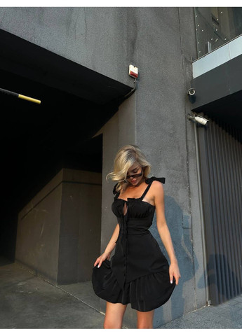 Чорна повсякденний, вечірня міні-сукня з воланами та зав’язками на бретелях Україна