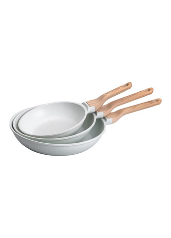 Набор сковородок универсальных алюминиевых с антипригарным покрытием 1,2/2/3 л, белый MGC (322855529)