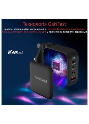Зарядний пристрій Promate ganport4-100pd.black (369879111)