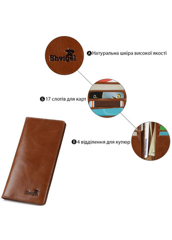 Мужской кожаный купюрник без застежки с отделением для карт коричневый (sku_13791) No Brand (327820454)