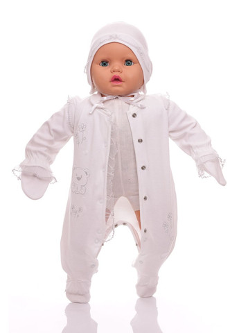 Человечек для девочки трикотажный с чепчиком белый 62 см (27093) BABYKROHA (297200413)