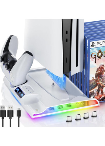 Мультифункціональна охолоджувальна док-станція підставка для зарядки PS5 Slim No Brand (372474822)