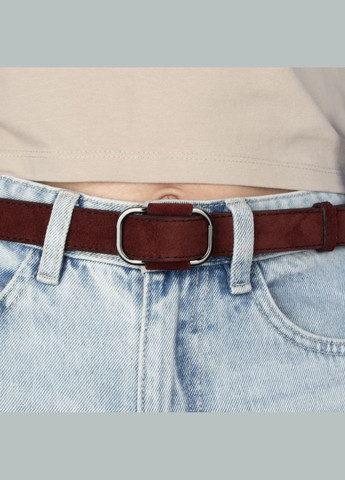 Ремінь жіночий замшевий -2548 бордовий з темною пряжкою (100 см) JK (337165505)