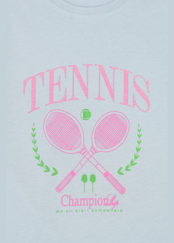 Голубая летняя футболка с коротким рукавом для девочки цвет голубой цб-00277077 No Brand