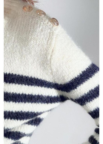 Білий демісезонний світер у смужку з гудзиками Zara