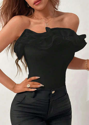 Боді-бандо жіночий однотонний із рюшем SHEIN (365775344)