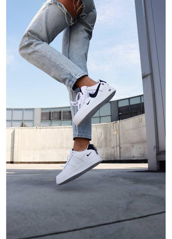 КРОССОВКИ ЖЕНСКИЕ NIKE AIR FORCE 107LV8 ULTRA WHITE BLACK 1 НАЙК АИР ФОРС 1 ПРЕМИУМ No Brand чёрные демисезоны (368858143)