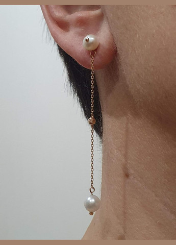 Золоті сережки-пуссети з перлами. 580133 Tango (317285829)