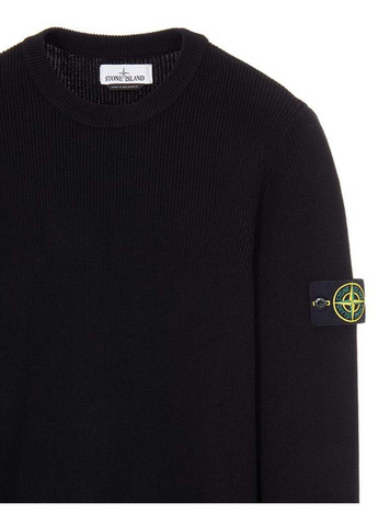 Черный демисезонный свитер 550d8 ribbed soft cotton Stone Island