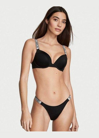 Чорний демісезонний купальник shine strap sexy tee pushup bikini top роздільний 70d/m чорний Victoria's Secret