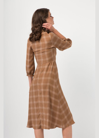 Світло-коричнева повсякденний, кежуал стильна сукня в клітинку а-силует Nai Lu-na by Anastasiia Ivanova в клітинку