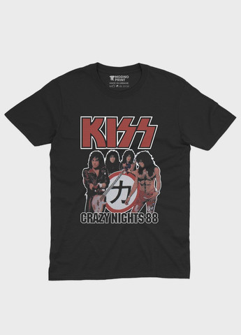 Черная мужская футболка с рок-принтом "kis" s (ts001-2-bl-004-2-159) Modno