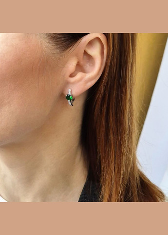 Срібні сережки Палички із Зеленими каменями срібло 925 проби Родоване 72095з 2.16г No Brand (316702991)