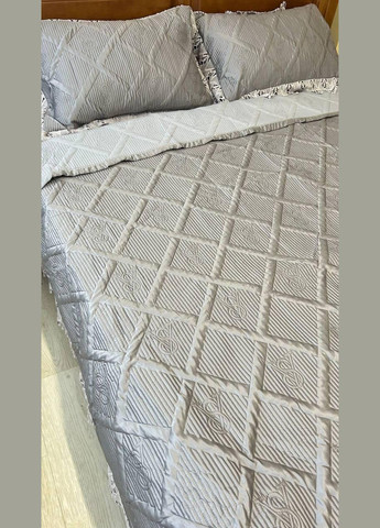 Плед із наволочками євро 220х240 см сірий (П-M-velurEvro5070-54) No Brand (306633522)