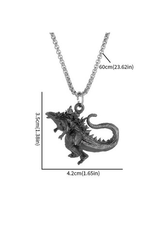 Мужской кулон подвеска на цепочке Годзилла черный кулончик в виде динозавра Liresmina Jewelry (292129396)