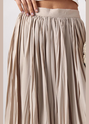 Плісована спідниця максі - бежевий колір Lurex (324392681)