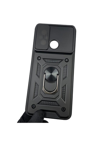 Чохол для POCO C55 броньований з кільцем підставкою зі шторкою на камеру на сяомі поко с55 чорний rg1 Xiaomi (366019400)