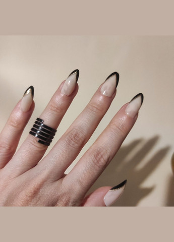 Накладні нігті із клеєм Cosmetics False Nails Stiletto "Coloured French Tip" Бежевий 24 шт. Technic (292128879)