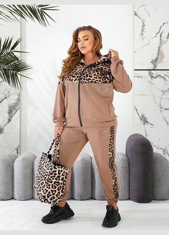 Женский спортивный костюм батал бежевый с леопардовым принтом Viki Спортивний костюм (316430619)