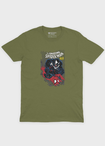 Хаки (оливковая) мужская футболка с принтом супергероя - человек-паук (ts001-1-hgr-006-014-052) Modno
