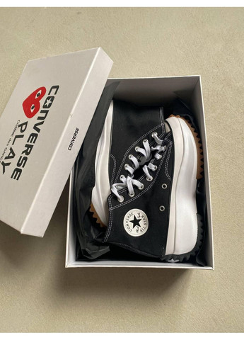 КЕДИ ЖІНОЧІ CONVERSE RUN STAR HIGH BLACK WHITE КОНВЕРС РАН СТАР No Brand чорні демісезони (369389661)
