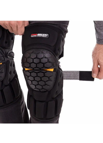 Мотонаколінники захисні наколінники на липучках для захисту від травм пластик поліестер мото захист (476502-Prob) Чорні Unbranded (283250525)