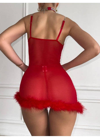 Пеньюар эротический с пером и трусиками Пеньюар праздничный красный комплект с трусиками No Brand (366571775)