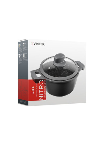 Каструля з антипригарним покриттям і кришкою Nitro Induction Line 24 см, 3.8 л (50458) Vinzer (334008872)