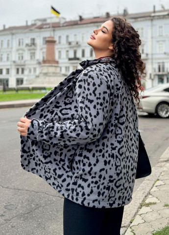 Серая повседневный, кэжуал рубашка леопардовый Modena с длинным рукавом