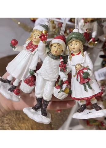 Декоративная подвесная фигурка Детки, 13см, 3 дизайна, цвет – белый с красным. No Brand (313032823)