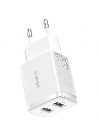 Зарядний пристрій Baseus compact charger 2u white (268147365)
