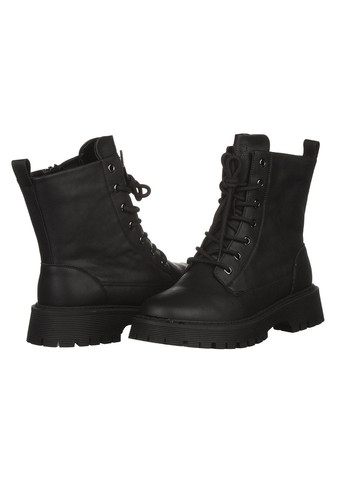 Черевики жіночі E73-6 демісезонні на блискавці теплі шкіряні зі шнурівкою на плоскій підошві чорні повсякденні It ts ITTS (365066131)