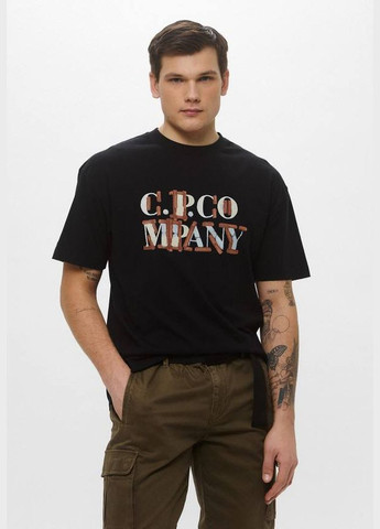 Черная мужская футболка черная, белая оверсайз в стиле c.p. company No Brand