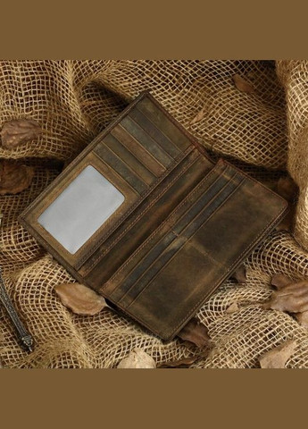 Гаманець чоловічий із вінтажної шкіри з відділенням для монет та карт коричневий (sku_14228) No Brand (327819705)