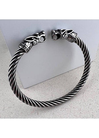 Готичний чоловічий тросовий браслет з медичної сталі вовки 20см BS-025 No Brand (299486655)